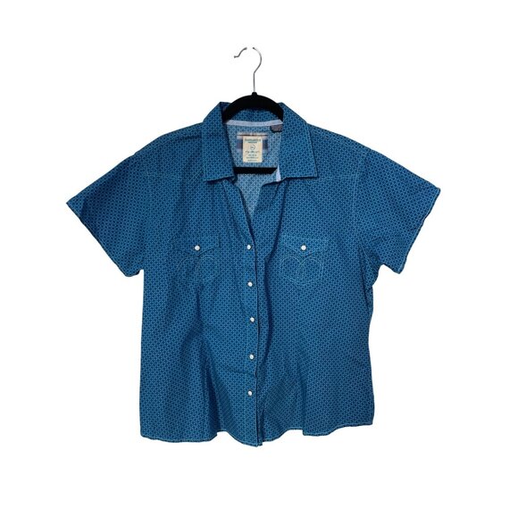 Panhandle Rough Stock Geometric Snap Front Western Shirt Men XXL Blue Ranch Farm - Picture 1 of 10